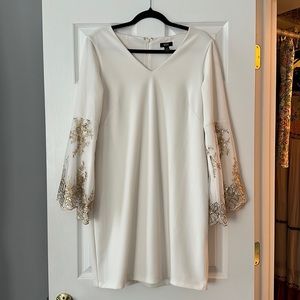 NYE White Bell-Sleeve Party Dress